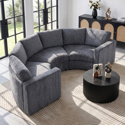 3-Piece Modern Chenille Modular Curved Sectional Sofa