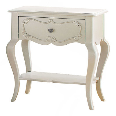 Pearl White 1-Drawer Nightstand With Shelf