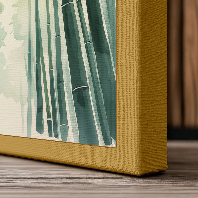 Bamboo Canopy Light Japandi - Wrapped Canvas, 24x16 - 61.0 x 40.6 cm, Ochre Border
