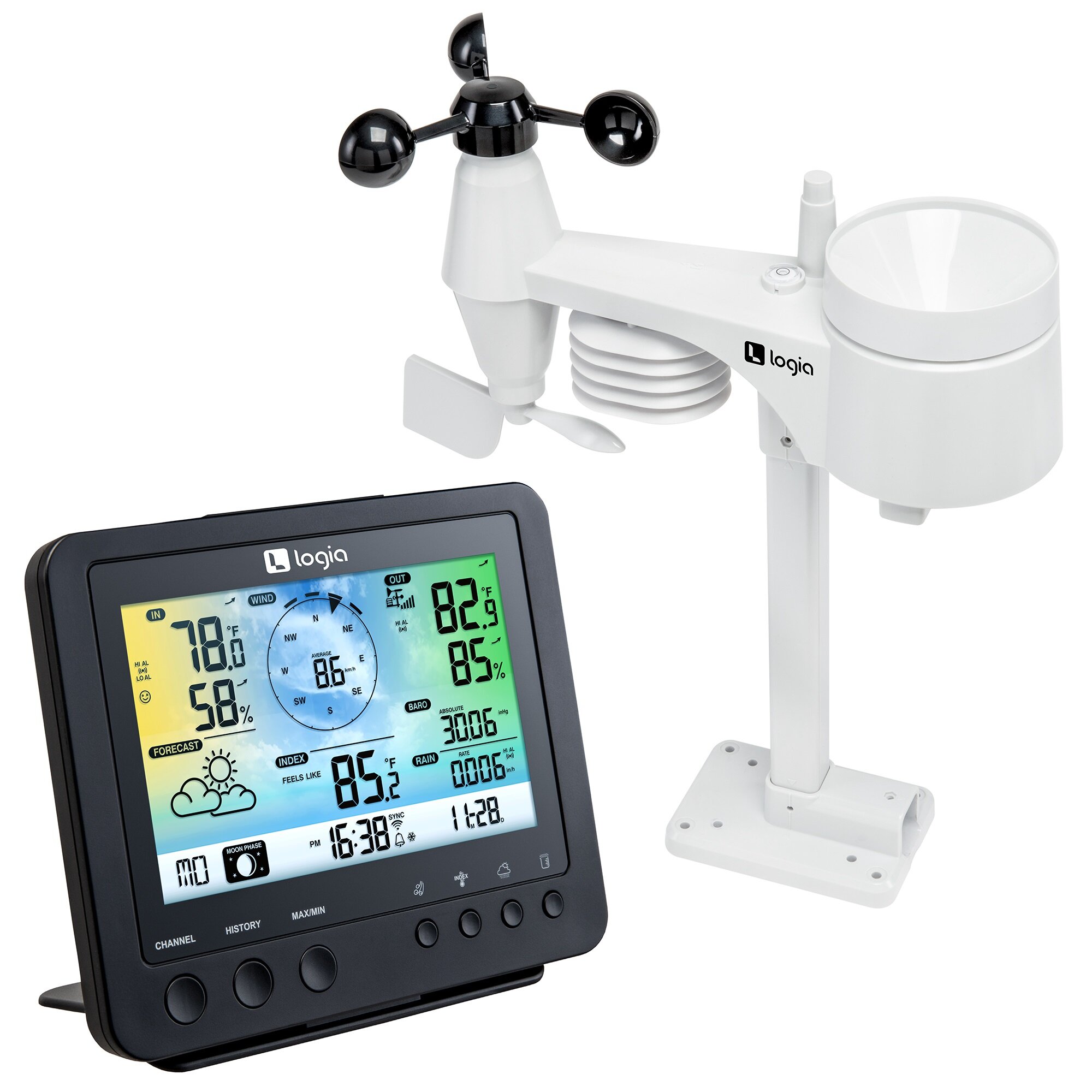 Logia 7-in-1 Weather Station Indoor/Outdoor Weather Monitoring System,  Temperature Humidity & More