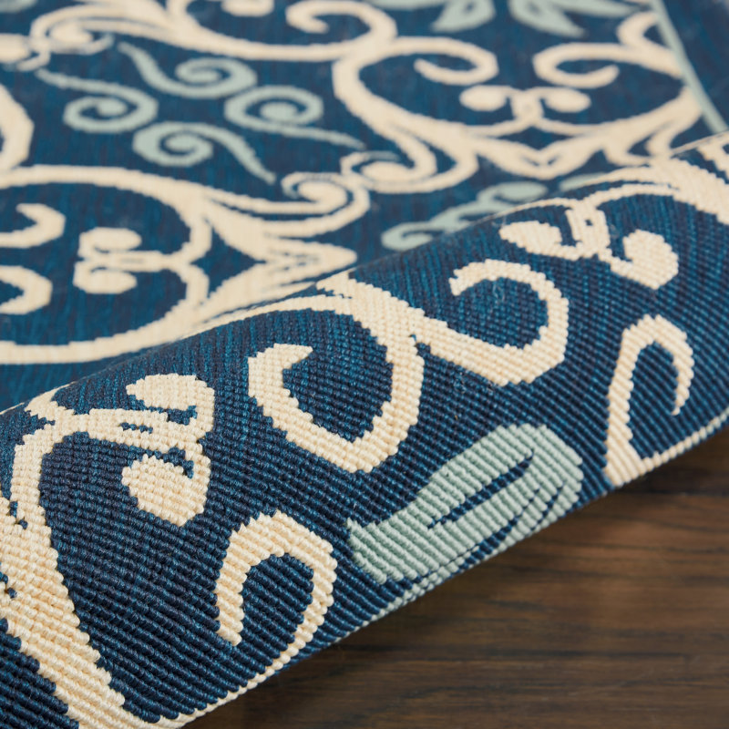 Tapis bleu marine traditionnel Janyce, Carré 5 pi 3 po