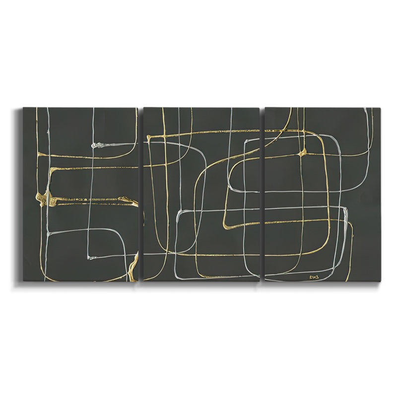 Ensemble de 3 pièces encadrées sur toile, H 27 po x l 54 po x P 2 po