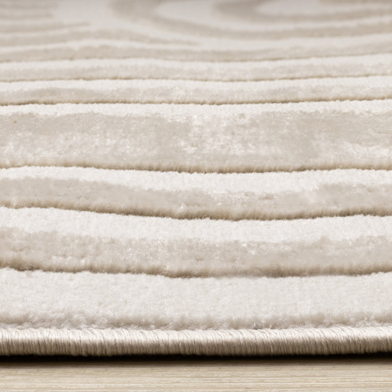 Amabilia Soft Modern Arches Grey Beige Area Rug, Rectangle 5'3" x 7'7"
