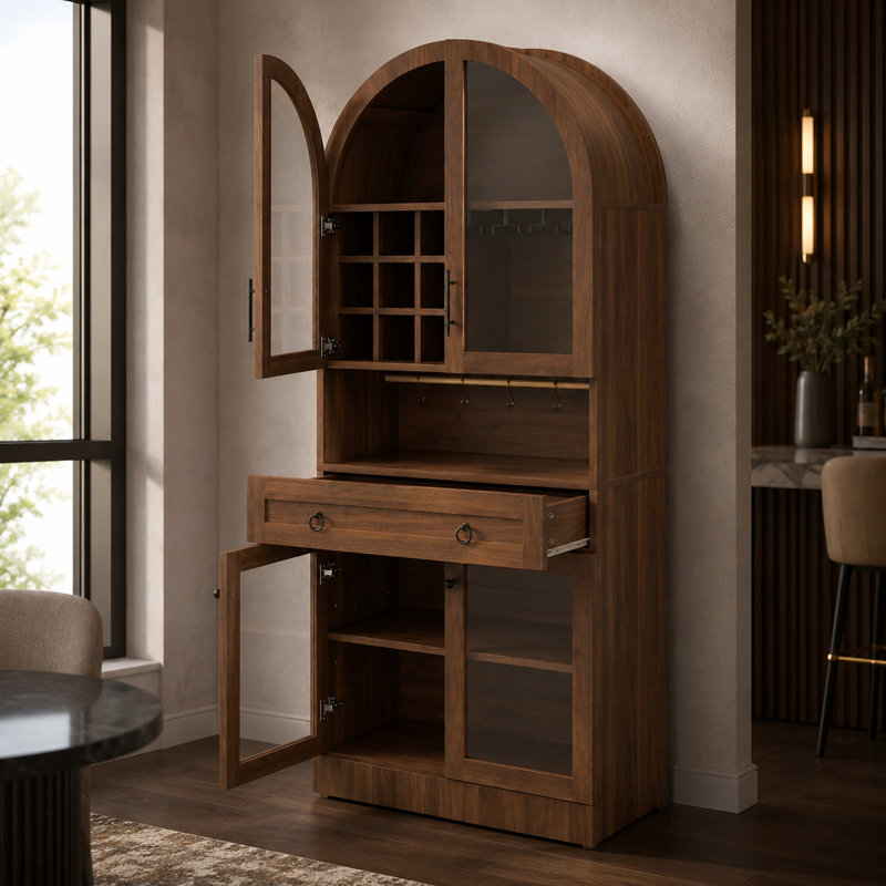 29.87 " L Bar Cabinet, Brown