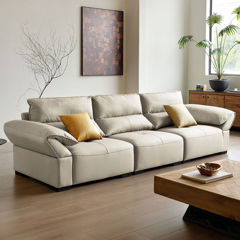 Canapé modulaire en similicuir, H 37,4 po x l 118,11 po x P 39,37 po, 4, Beige