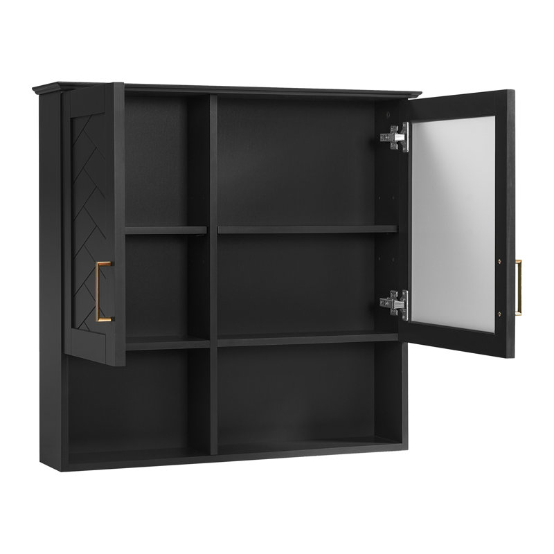 Armoire de toilette 2 en 1, armoire à pharmacie murale avec tablettes réglables et portes à fermeture douce, miroir haute définition avec rangement pour meuble-lavabo de salle de bain