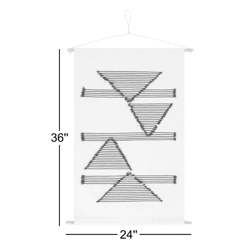 Cotton Hand Woven Abstract Wall Hanging , Ivory/Black