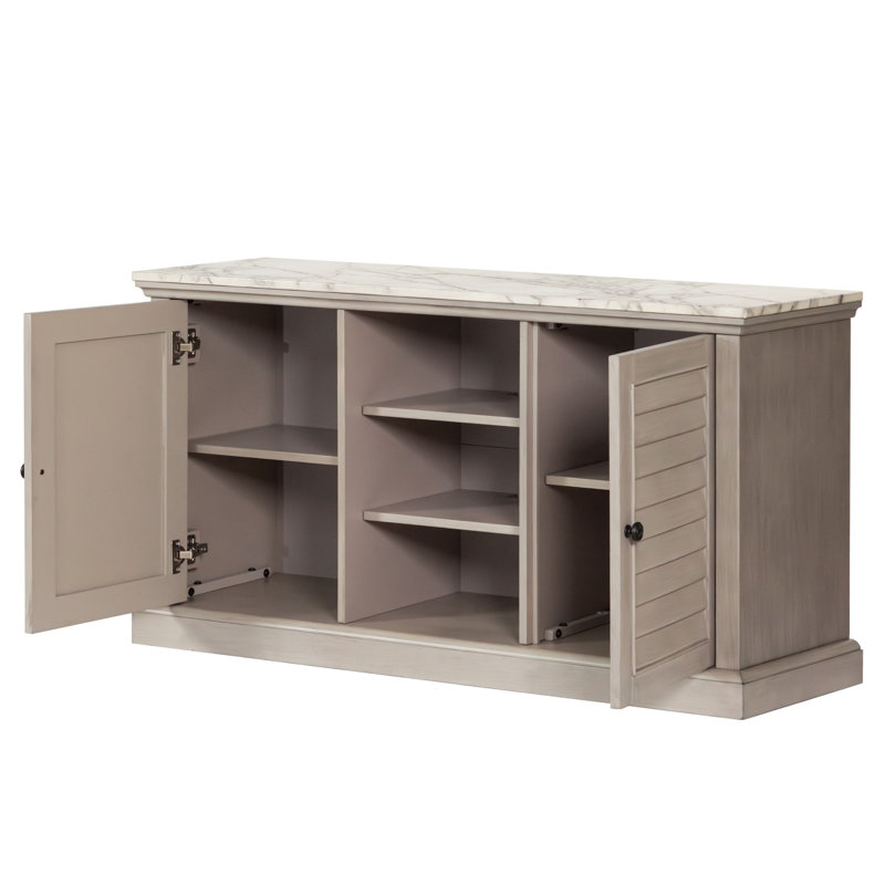 52"Wide Faux Marble Tabletop TV Stand