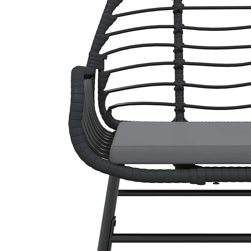 Ensemble repas de patio avec coussins en verre et poly rotin, H 29,1 po x l 31,5 po x L 31,5 po, 2, Noir / Noir