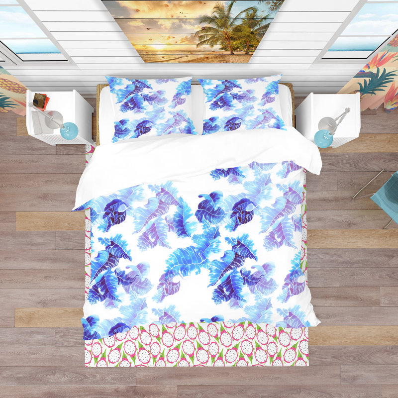 Ensemble de housse de couette tropical, Housse de couette double / grand + 2 taies