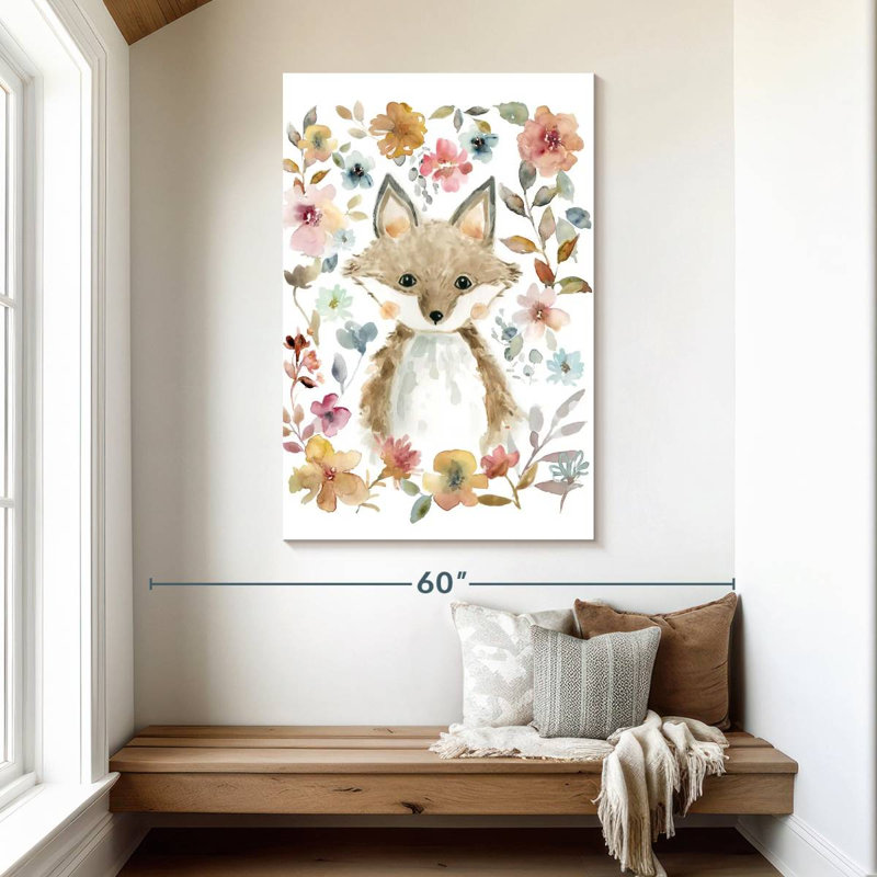 Brampt fleurs et amis renard, H 48 po x l 32 po