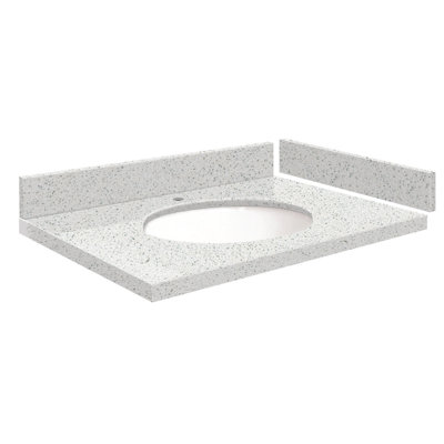 Comptoir de meuble-lavabo simple 25,25 po en quartz avec lavabo et 1 trou de robinet
