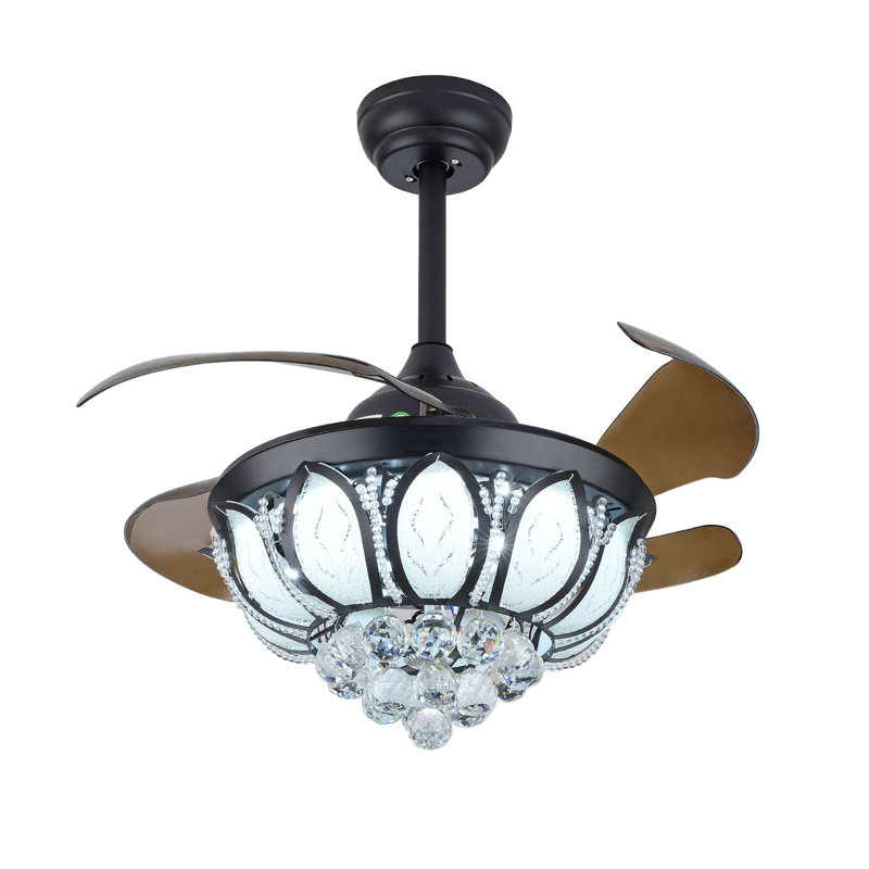 36'' Crystal Ceiling Fan Light with Remote Control