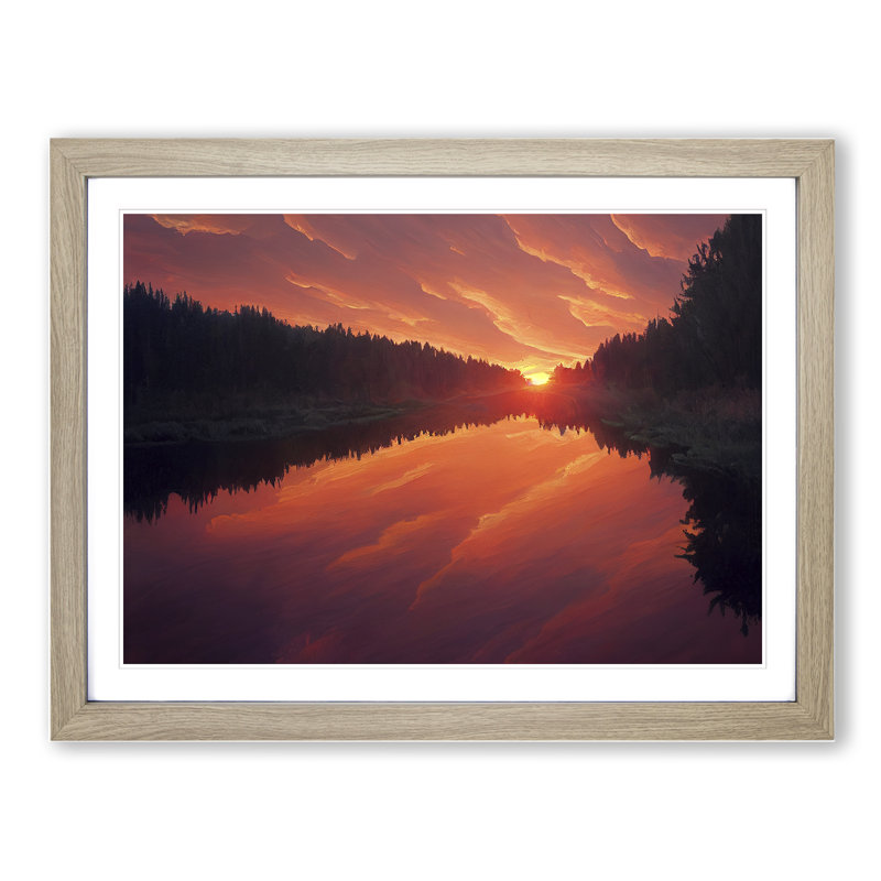 Spring Forest Sunset - Framed Print, Oak, 25cm H x 34cm W x 2cm D