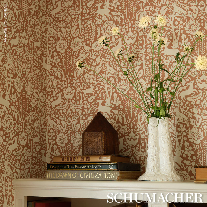 Deerfield Wallpaper, Burnt Orange