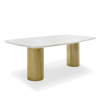 Charney Marble Top Metal Base Dining Table