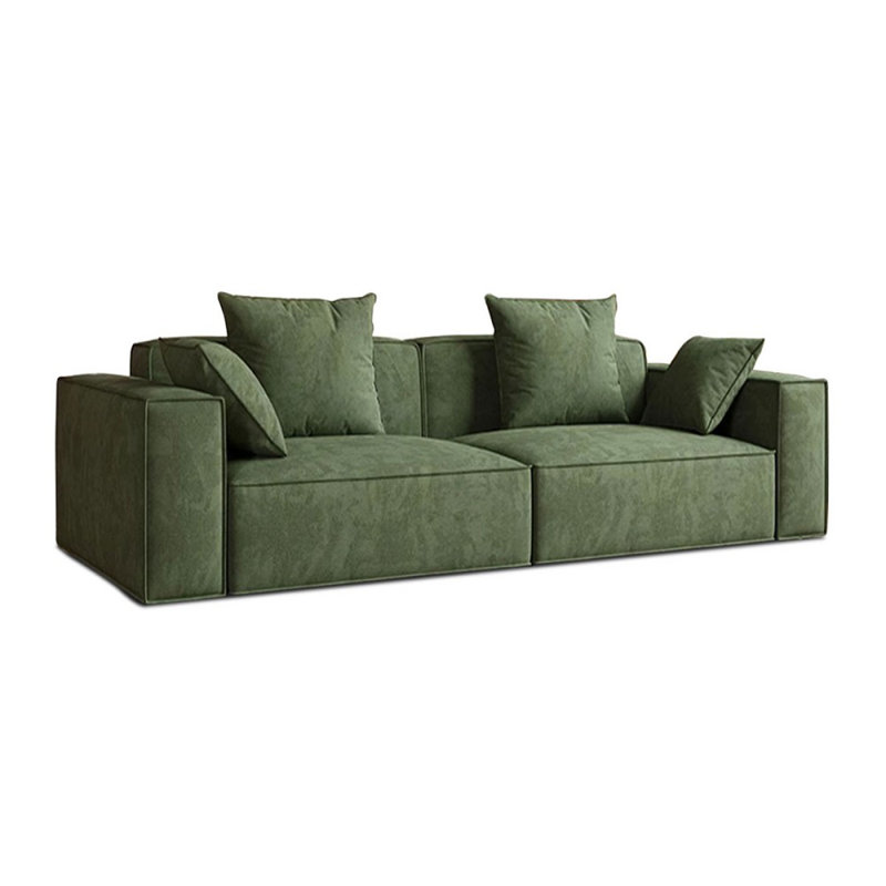 86.61" 100% Polyester Modular Sofa cushion couch, Green