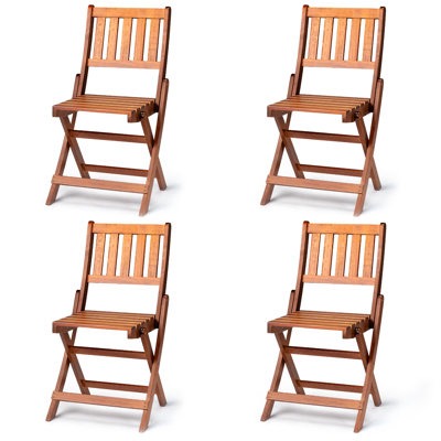 Patio Poplar Wood Folding Chair(Set Of 4)