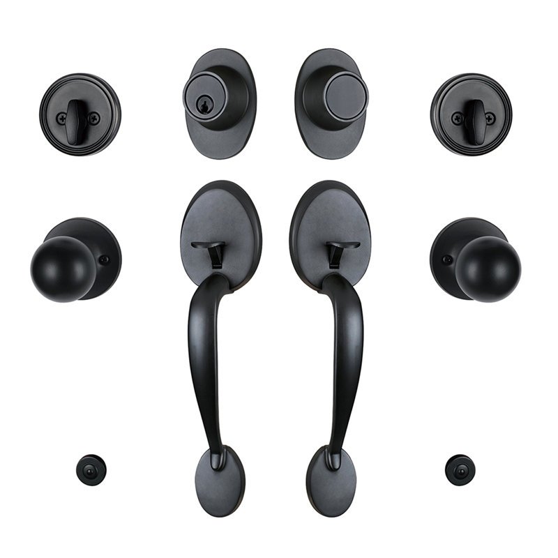 Knob Handleset with Single Cylinder Deadbolt and Door and Rosette