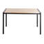 Table de salle à manger contemporaine en métal noir avec plateau en bois naturel