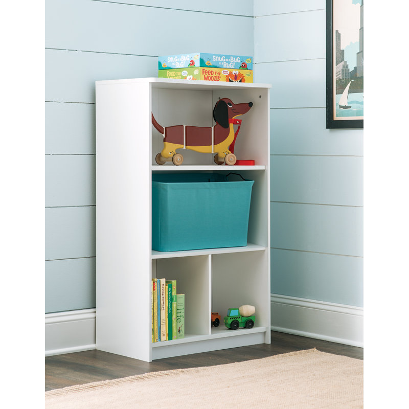 White 3-Tier Kids' Storage Shelf with Cubes