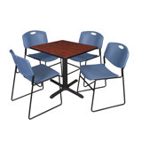 Neyland Cain Square X-Base Breakroom Table & 4 Zeng Stack Chairs