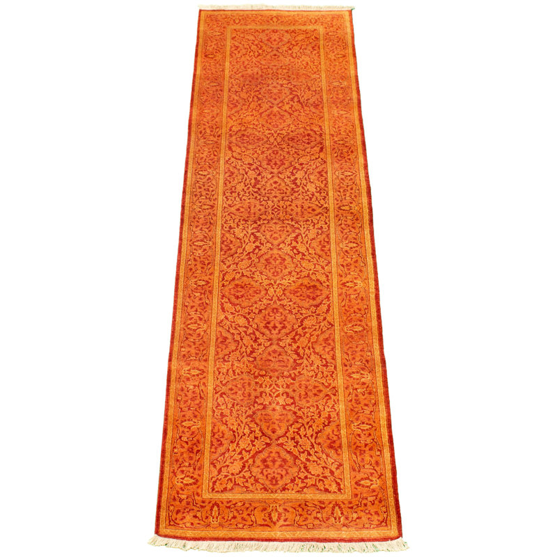 One-of-a-Kind 2'6" X 9'6" New Age Runner Wool Area Rug in Dark Red