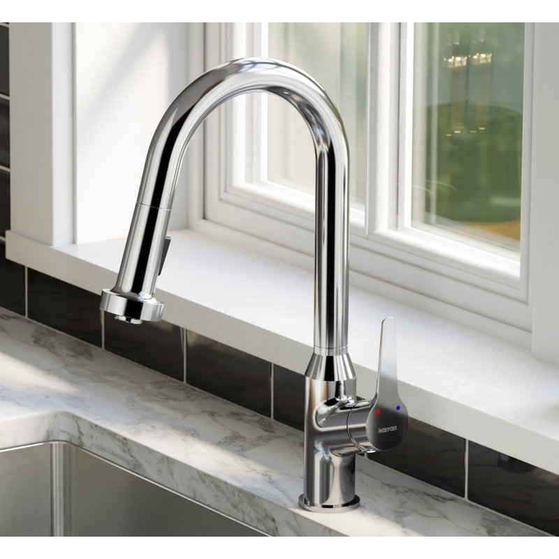 Robinet de cuisine à poignée simple avec distributeur de savon Karran, Chrome