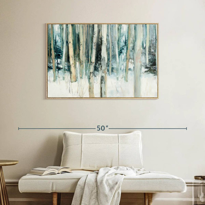 Winter Woods III, Cadre flottant en bois naturel, 40 po x 27 po