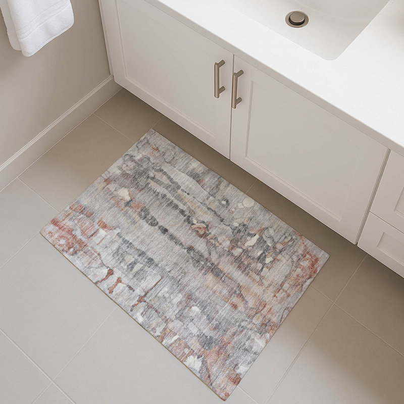 Premium Machine Washable Mayfield AMF2120 Abstract Rug, 1'8" x 2'6", Copper