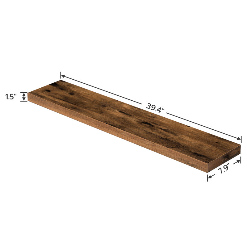 Kayleah 2 Piece Floating Shelf, 1.5" H x 47.2" W x 7.9" D, Rustic Brown