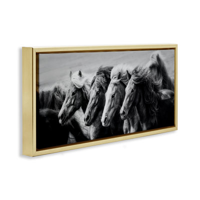 Toile monochromes encadrée de chevaux au galop, art mural par PHBurchett
