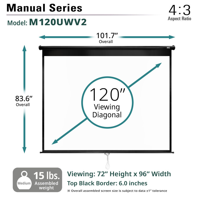 Manual Series White 120" diagonal Manual Projection Screen
