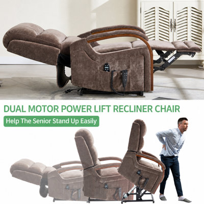 Upholstered Chenille Lift Assist Power Recliner