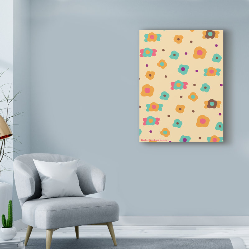 « doodle floral », art sur toile, H 24 po x l 18 po x P 2 po
