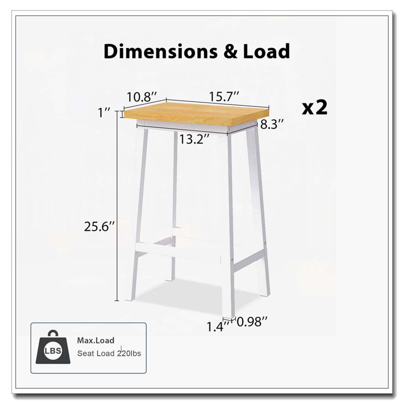Solid Wood Bar Stools, White