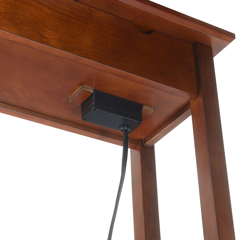 Carbin End Table and Built-In Outlets, Espresso Top/Expresso Base