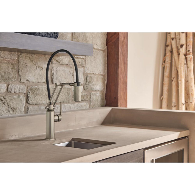 Litze® Articulating Faucet with Knurled Handle, Stainless