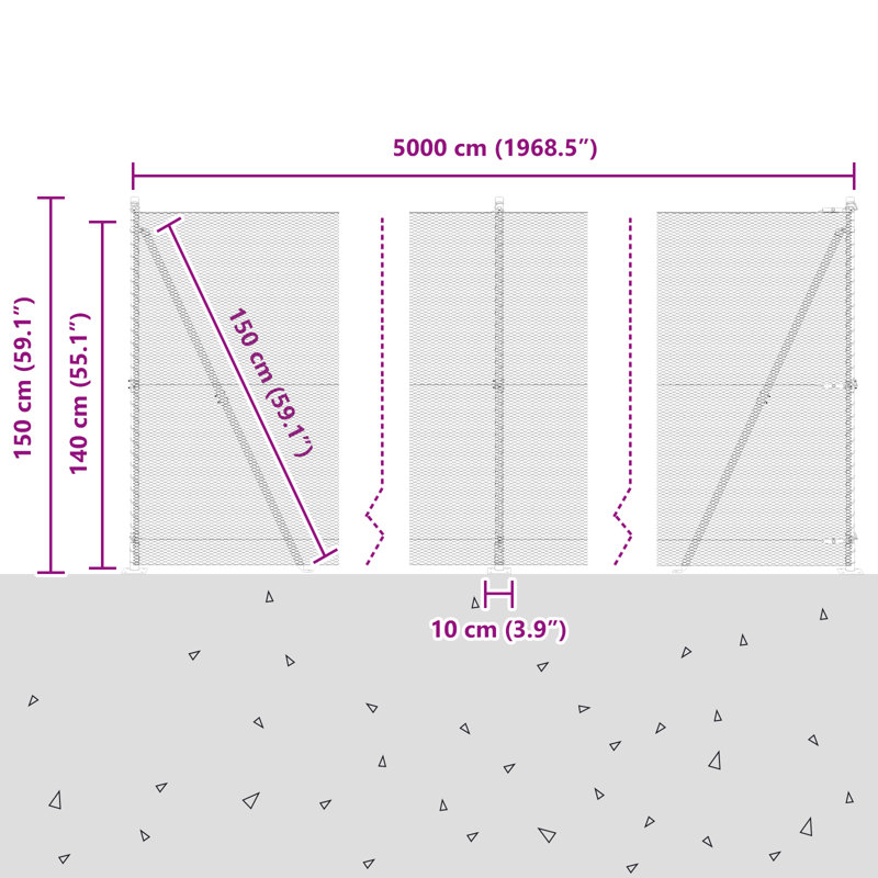 Hexagon Fence Steel, Green, 140cm H x 5000cm W