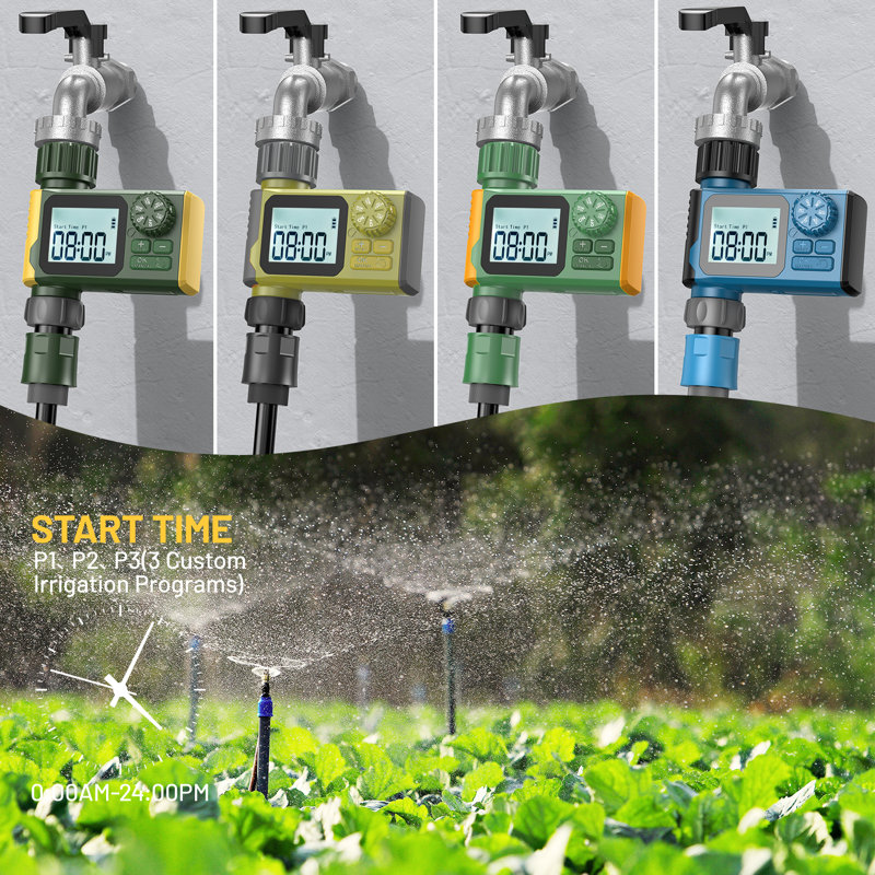 Minuterie d'arrosage automatique à sortie unique avec affichage numérique - disponible en 4 couleurs, Vert clair