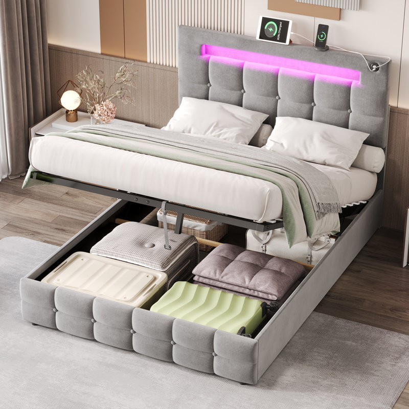 Ottoman Storage Bed, Grey