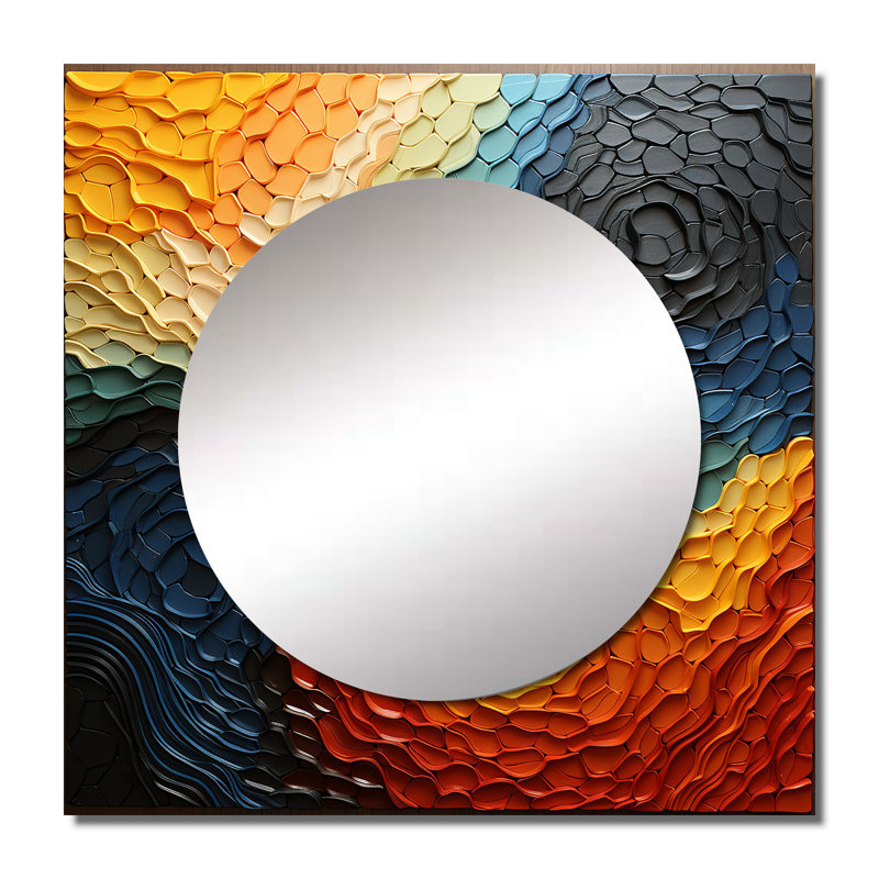 Miroir mural de salon abstrait Nilla, 36 po x 36 po