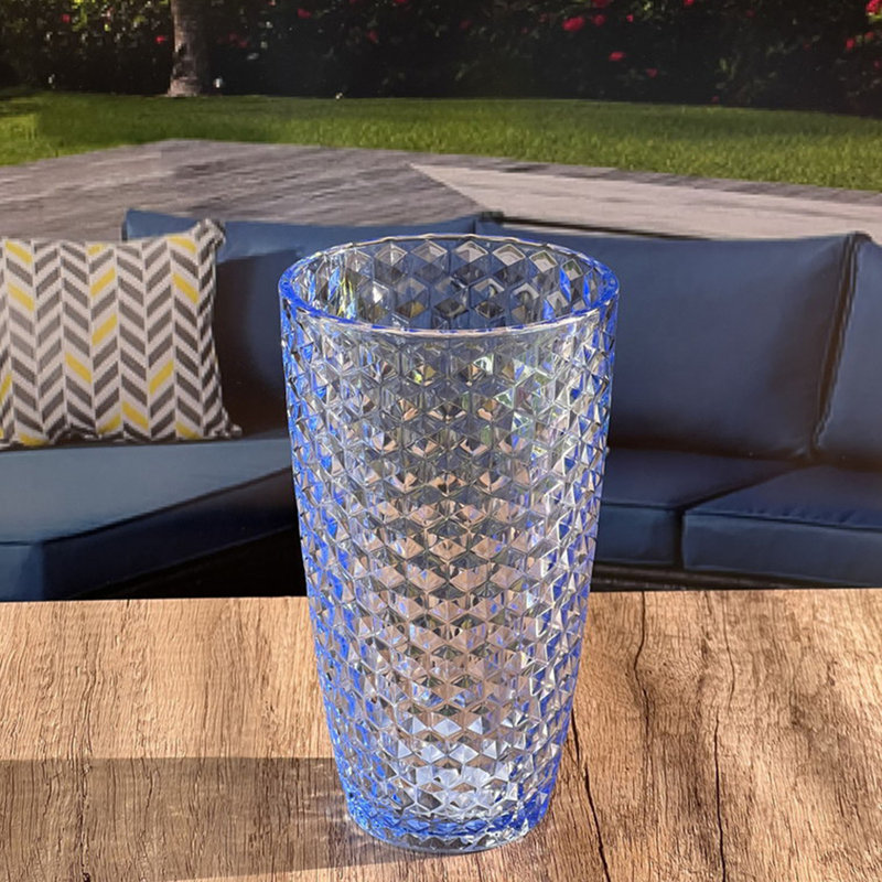 Verres en diamant taillés en acrylique, Bleu, 19 oz liq.