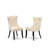 7-pc Dinette Set consists of a kitchen table and 6 Light Beige Polyester dinner chairs with Button Tufted Back - Sand Blasted Black-832881222