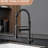 Commercial Style Kitchen Sink Faucet With Soap Dispenser, 304 Stainless Steel, Black, Single Hole, Handle, Deck Plate