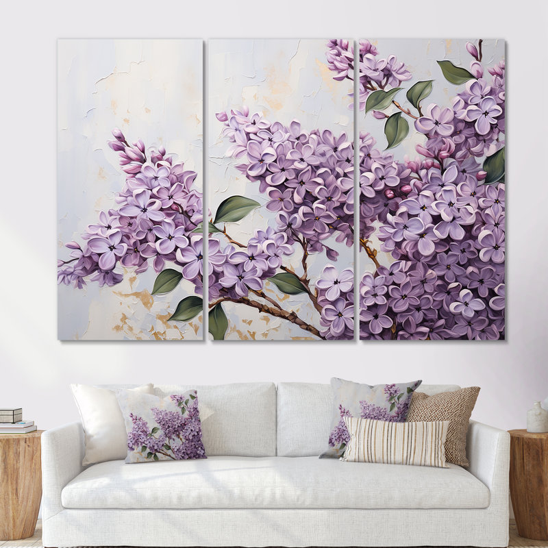 Pastel Lilac Dreams VII - Lilas, ensemble d'art mural, H 28 po x l 36 po x P 1 po, Toile tendue