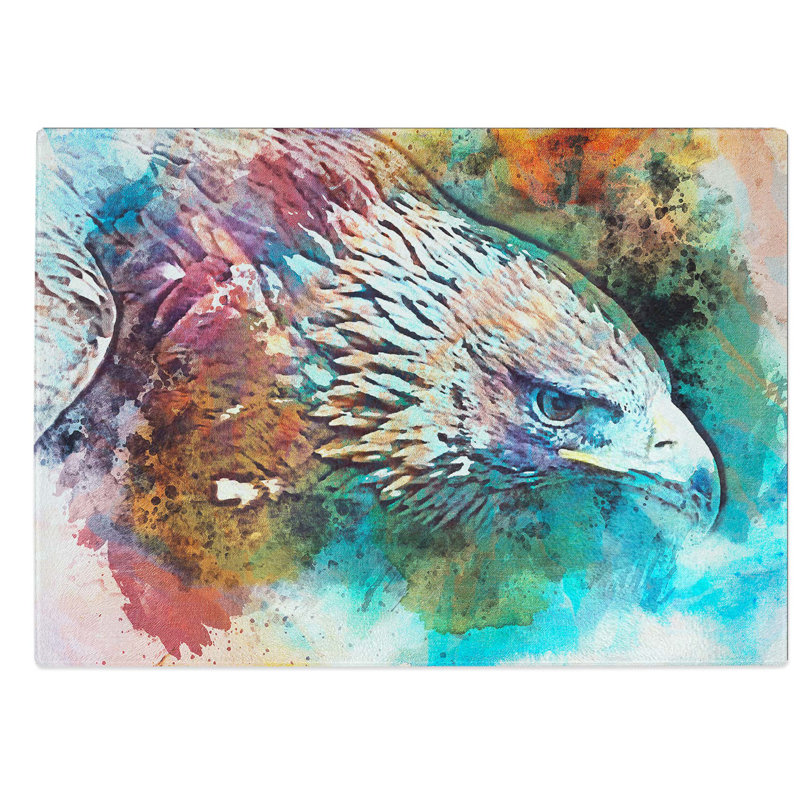 Glass Eagle in Abstract Chopping Board, 39 cm W x 28.5 cm L