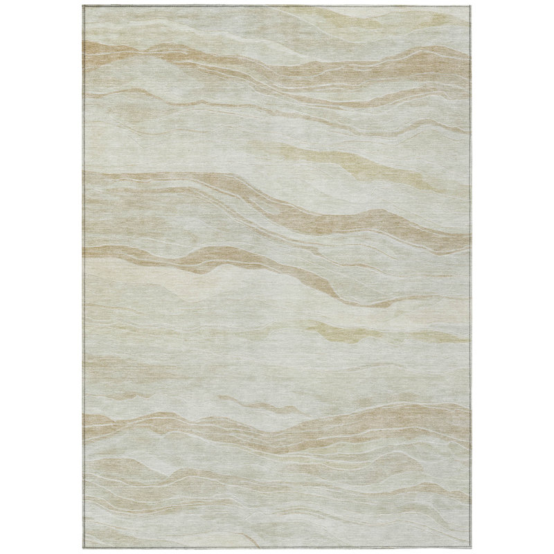 Tapis intérieur lavable rayé beige 9 pi x 12 pi