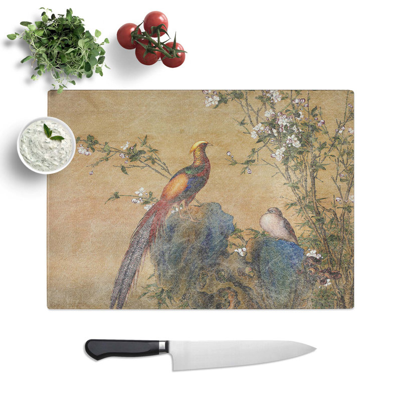Tempered Glass a Spring Chopping Board, 28.5 cm W x 20 cm L