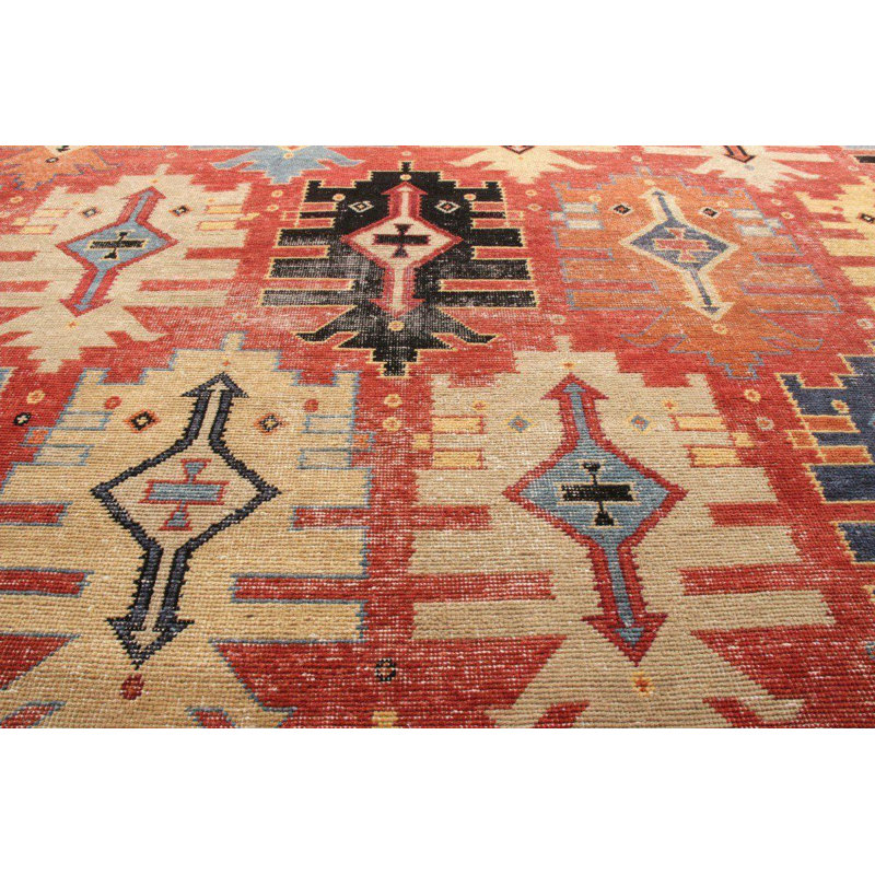 Distressed Homage Handmade Kilim Wool Geometric Area Rug, Rectangle 12' x 15'